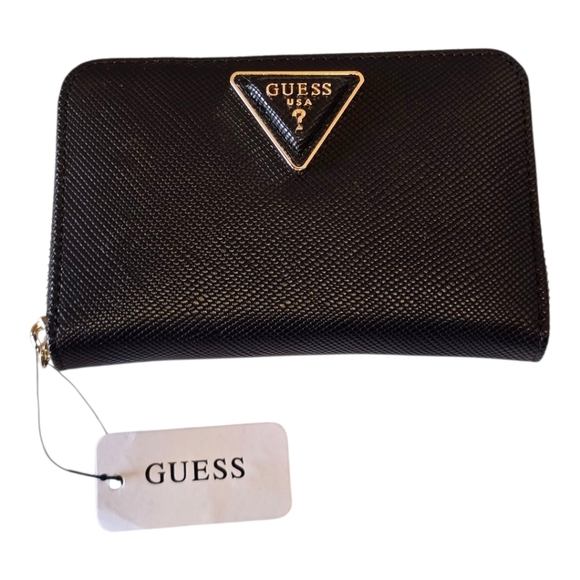 Guess Laurel Black Zip Around Medium Faux Leather Wallet - Picture 1 of 11